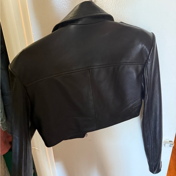 Camila Coelho Black Leather Jacket with Silver Buttons - Picture 4 of 4